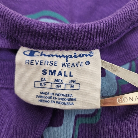 Champion Reverse Weave Purple Script Logo Cropped Tee-Shirt Size Small Women J1 - Picture 5 of 7